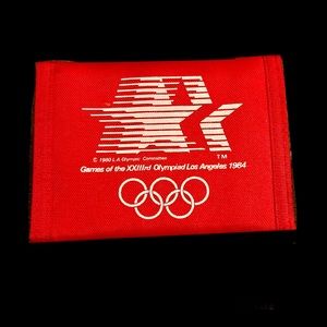 OLYMPICS U.S..A Vintage Los Angeles Summer 1984 WALLET Official Red Bi-Fold LA